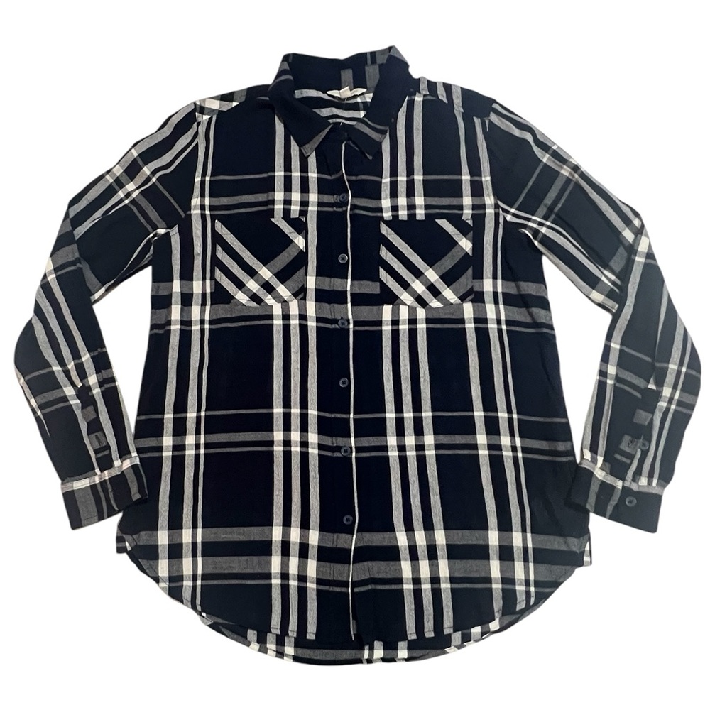LUCKY BRAND Women’s Classic Plaid Button Down Shirt Navy White NWT Size Small